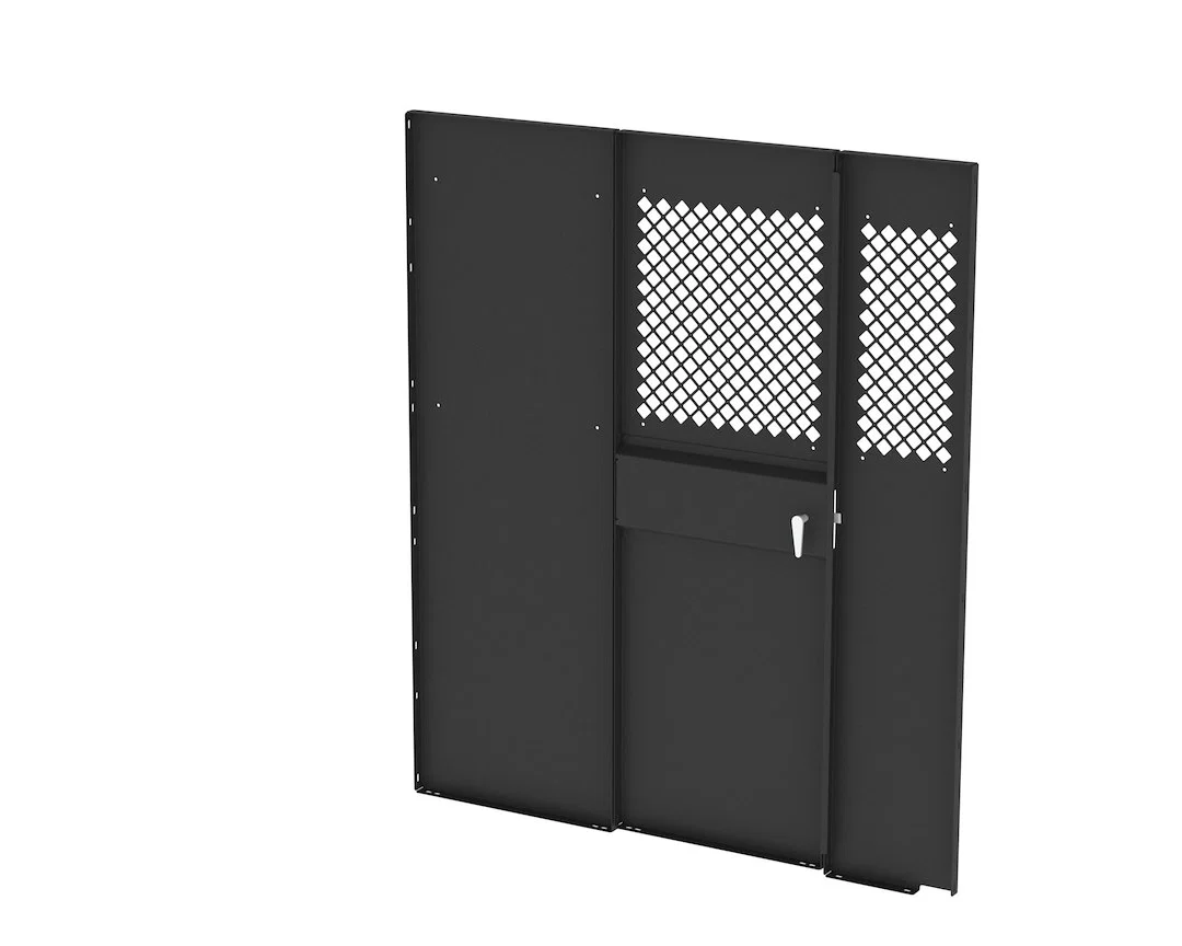 02J180KP – MASTERACK Bulkhead Divider, Full Bulkhead With Hinged Door Solid Left/ Hinged Middle/ Perforated Right Win...